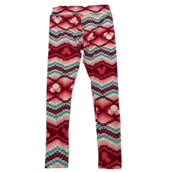 LuLaRoe Disney Minnie Mouse Women’s TallCurvy Aztec Geometric Red Pink Leggings - Picture 2 of 5
